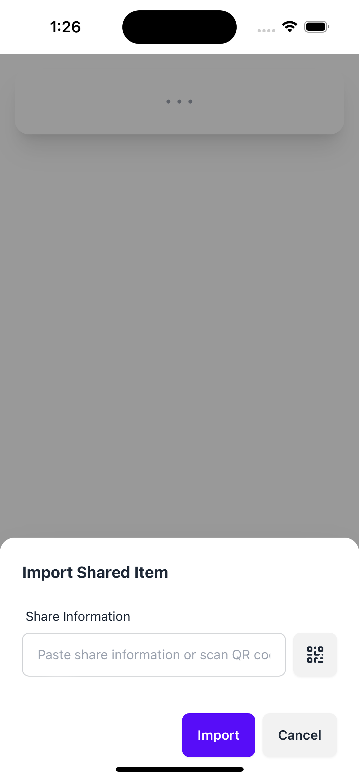 Scanner modal for importing a tracker